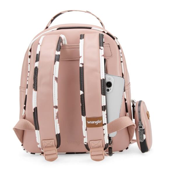 Wrangler Cow Print Pink Backpack With Coin Pouch *NEW in Package* - Picture 3 of 6